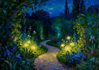 Enchanting Garden Path at Night