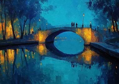 Bridge reflection at night