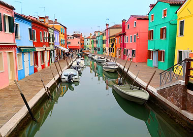 Colorful Houses and Canal in Burano