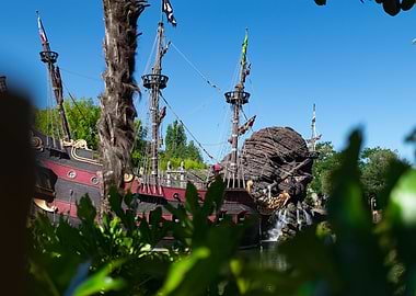 Pirate Ship with Skull Rock