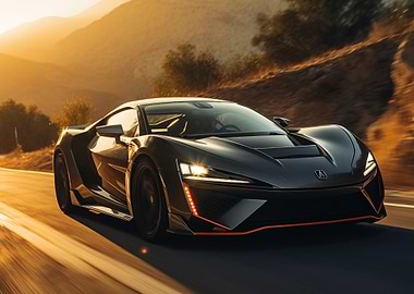 Futuristic Sports Car on Road