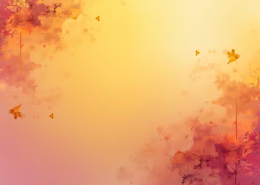 Abstract Watercolor Butterflies and Clouds