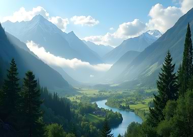Misty Mountains at Valley River Landscape