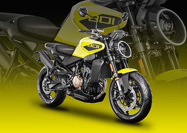 Yellow Husqvarna Svartpilen Motorcycle