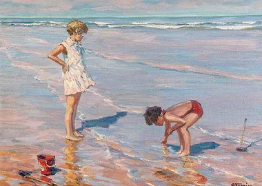Children Playing at the Beach