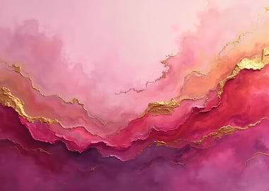 Abstract Pink and Gold Marble Texture