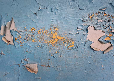 Peeling Blue and Yellow Paint Texture