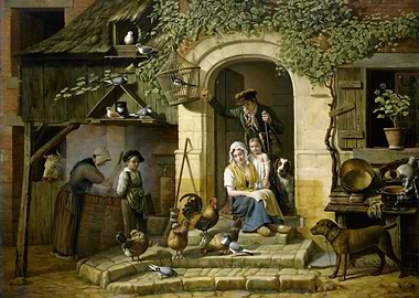 Rural Family with Animals