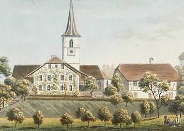 Pastoral Village Scene with Church