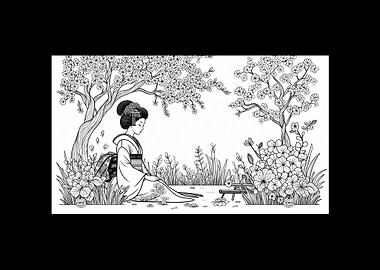 Geisha in a Garden