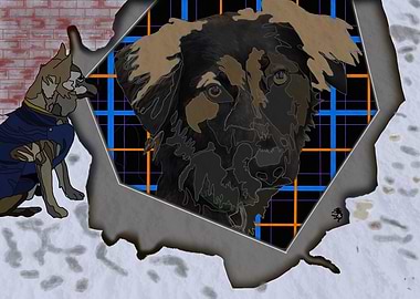 Dogs in a Winter Scene