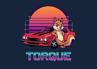 Retro Squirrel and Car