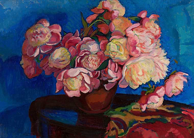 Vibrant Peony Still Life Painting