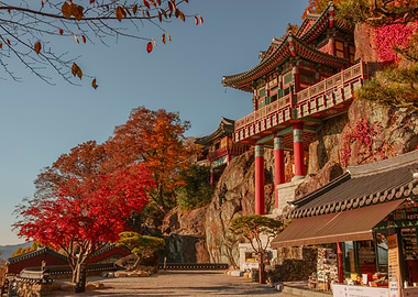 Autumn Mountain Temple in South Korea