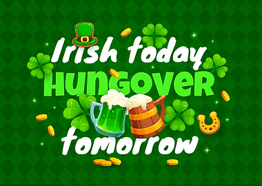 Irish Today Hungover Tomorrow St. Patrick's Day