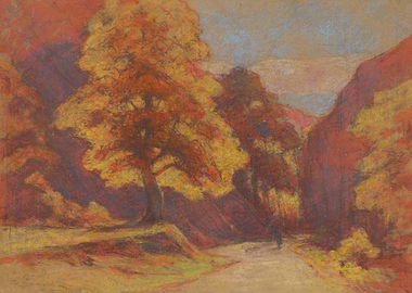Autumn Landscape with Tree and Path