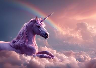 Purple Unicorn with Rainbow
