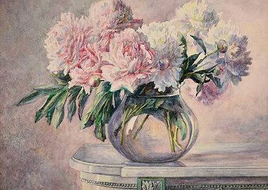 Peonies in a Glass Vase