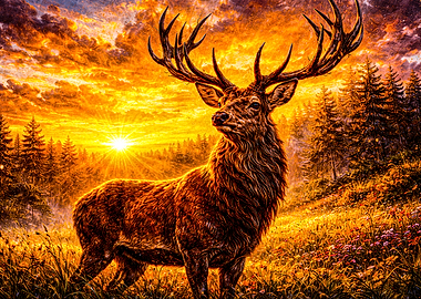 Majestic Stag at Sunset