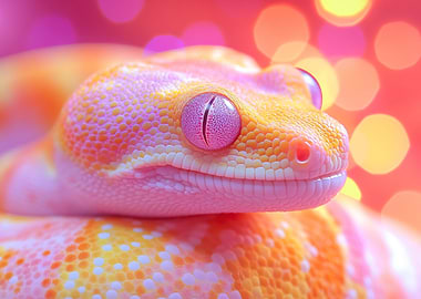 Close-up of a Pink and Orange Gecko
