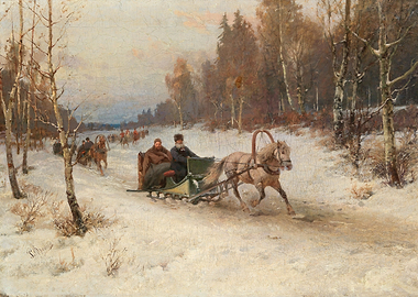 Winter Sleigh Ride Through a Forest