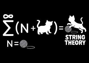 String Theory Cat Poster, Funny Math Equation Wall Art, Physics Humor Print