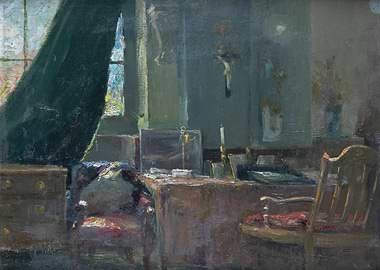 Interior scene with desk and chair