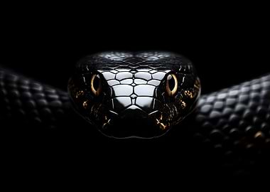 Close-up of a Black Snake's Head