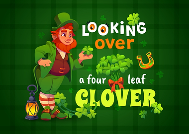 Leprechaun with Four Leaf Clover