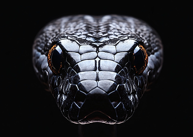 Close-up of a Black Snake's Head
