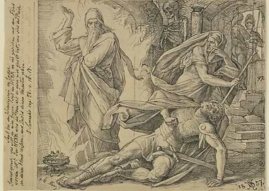 Biblical Scene with Prophet and Fallen Warrior
