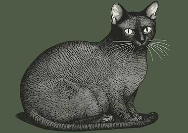 Vintage Black Cat Illustration
