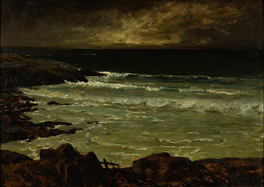 Stormy Seascape with Rocky Shore