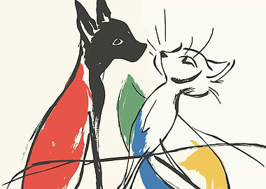 Stylized Dog and Cat Illustration