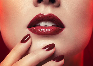Glamorous Red Lips and Nails