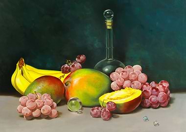 Still Life with Fruits and Bottle