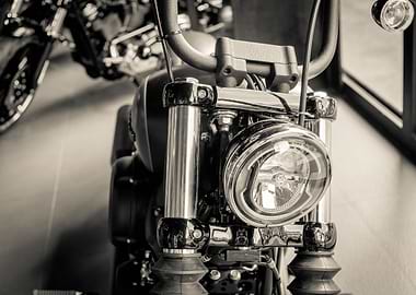 Close-up of a Motorcycle Headlight