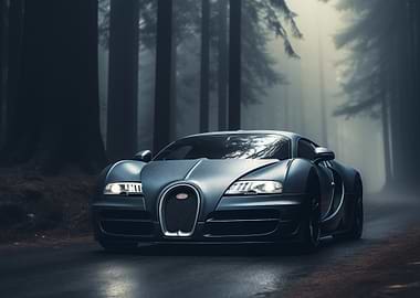 Bugatti Veyron in the forest