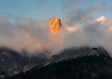 Mountain Peak Illuminated by Golden Hour Light - Cima Rosetta - Italy
