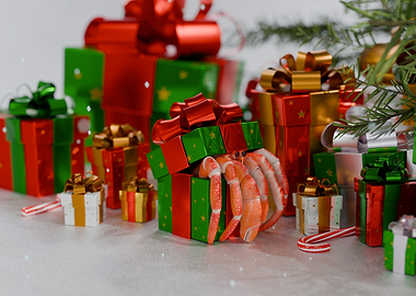Hermit Crab in a Christmas Gift Box