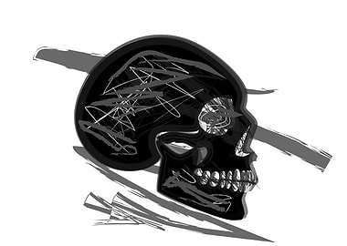 Abstract Skull with Brush Strokes