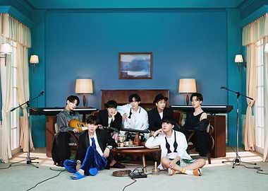 BTS group photo with instruments