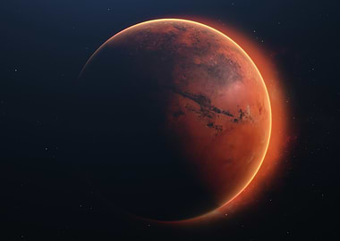 Mars with glowing atmosphere