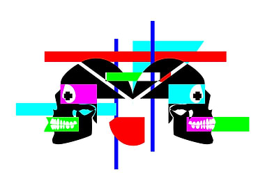 Abstract Skulls with Geometric Shapes