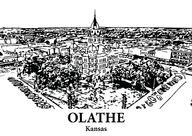 Olathe Kansas Cityscape Drawing