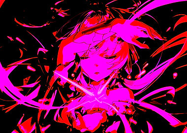 Anime Girl with Pink and Red Energy