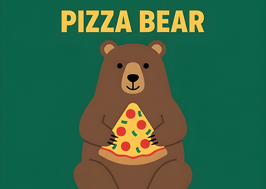 Pizza Bear Holding Pizza