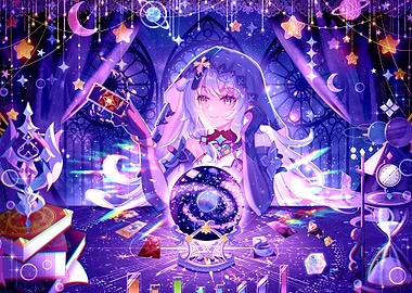 Anime Fortune Teller with Crystal Ball