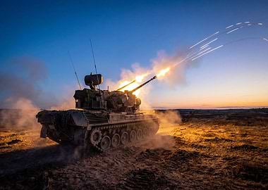 Tank Firing at Dusk