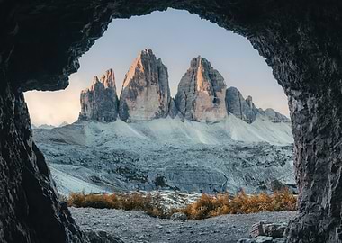 Cave View of Tre Cime di Lavaredo